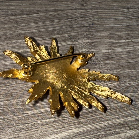 Alfred Philippe Crown Trifari Starburst Sunburst Brooch Goldtone Pin Vintage - Picture 6 of 10